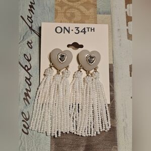 On 34th Gold Tone Dangle Drop Heart Earrings